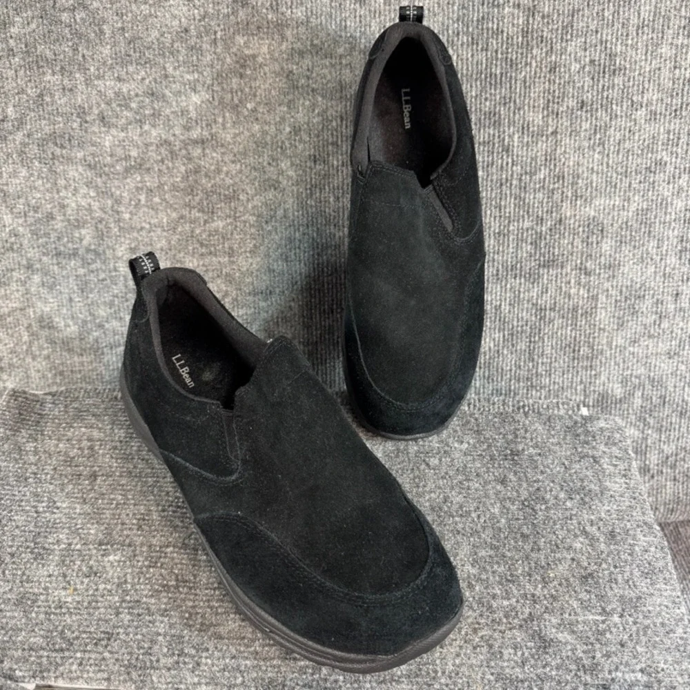 LL Bean Comfort Mocs Black Suede Slip On Walking Shoes Mens 10